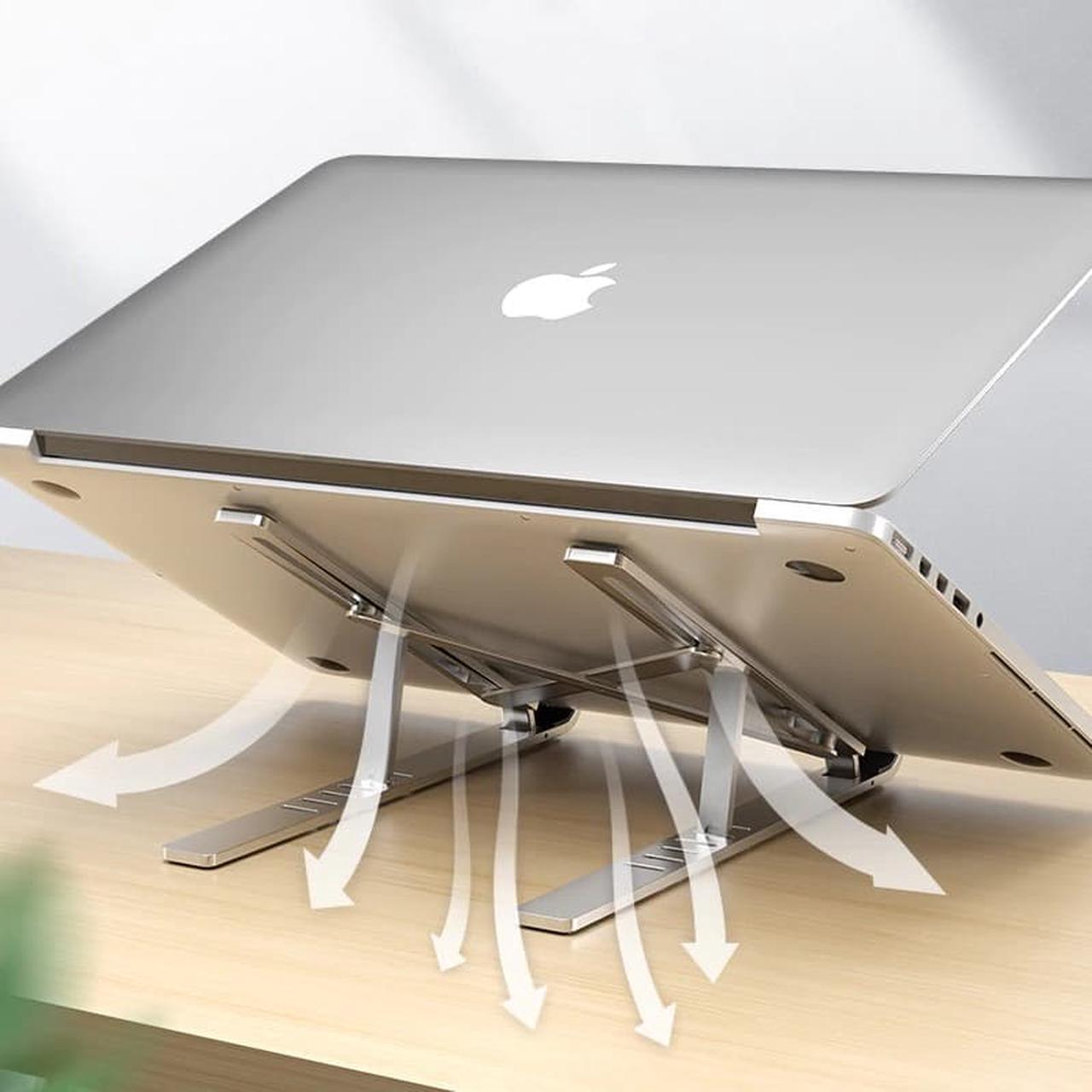Alt view image 2 of 6 - Ergonomic laptop stand Height Angle Adjustable Portable Foldable Aluminum alloy Computer Notebook Mount