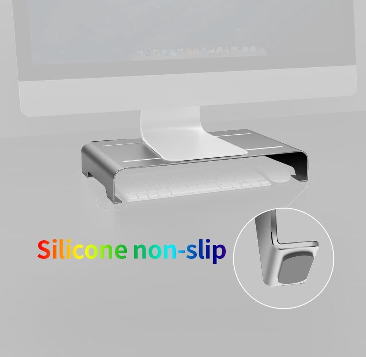 Alt view image 4 of 6 - Aluminum Bracket Computer Monitor Stand Holder Display Screen Storage Rack Laptop Heindghtening Mount for Desktop Notebook