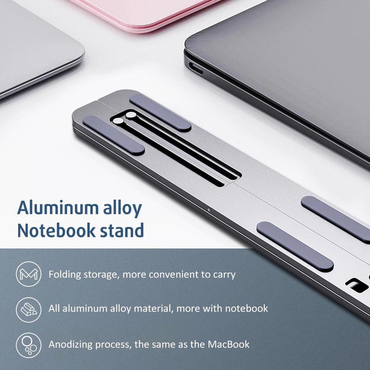 Alt view image 6 of 6 - Laptop Stand Portable Heights Adjustable Aluminum AlloyDesktop Ventilated Cooling Holder Folding Ultra for MacBook