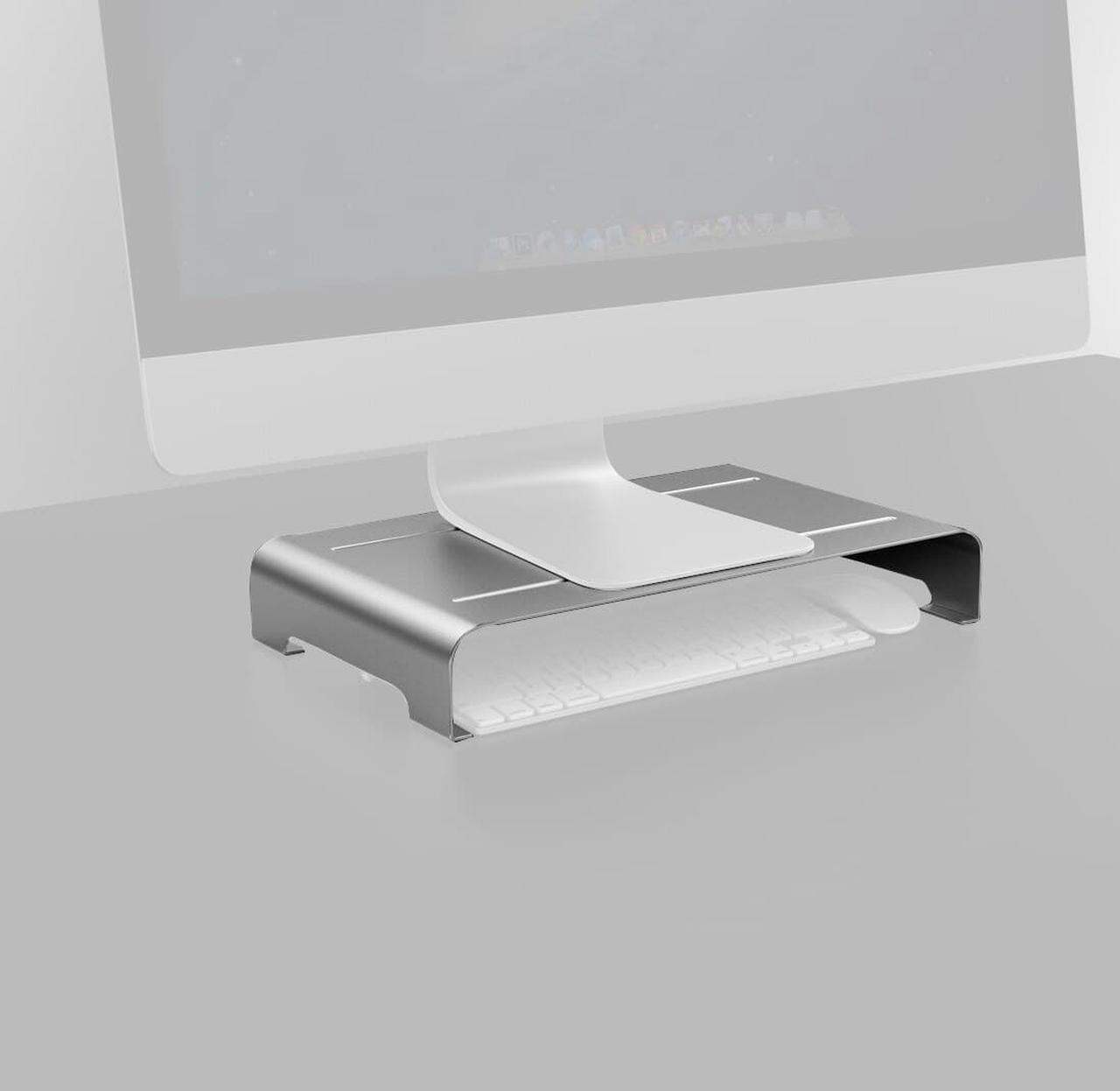 Alt view image 3 of 6 - Aluminum Bracket Computer Monitor Stand Holder Display Screen Storage Rack Laptop Heindghtening Mount for Desktop Notebook