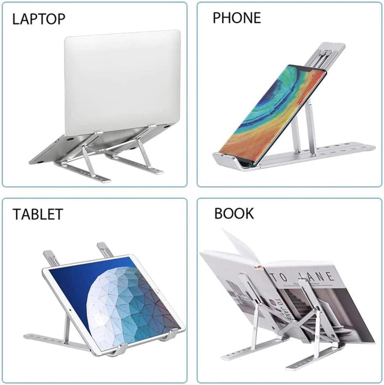 Alt view image 3 of 6 - Ergonomic laptop stand Height Angle Adjustable Portable Foldable Aluminum alloy Computer Notebook Mount
