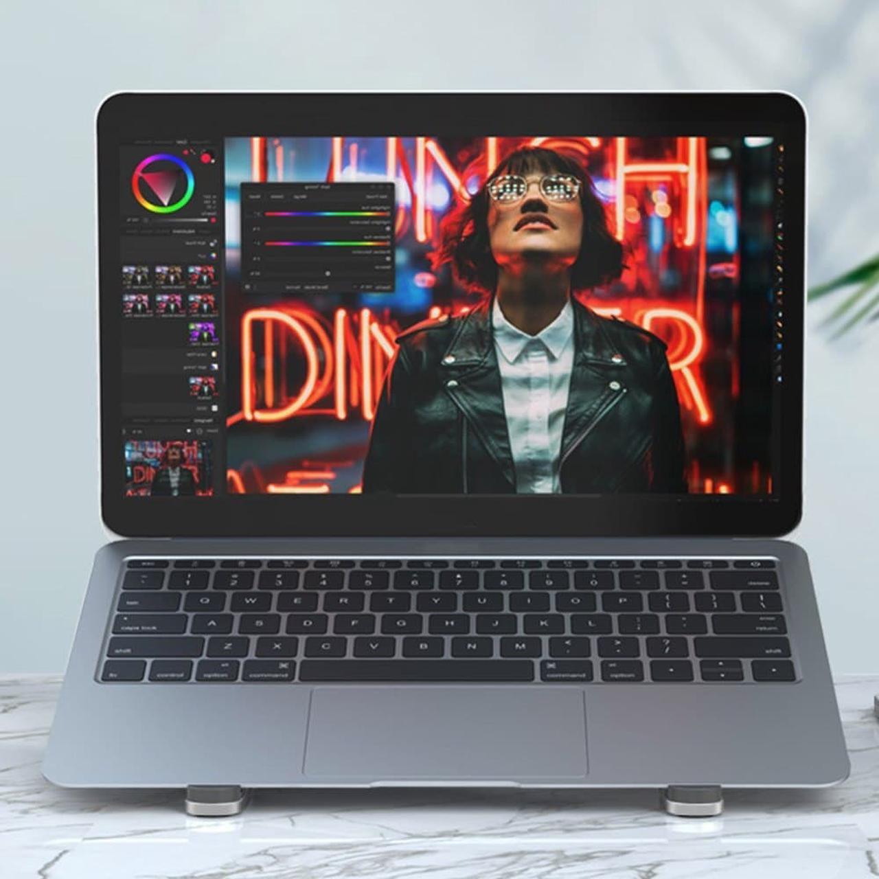 Alt view image 6 of 6 - Adjustable Desktop Laptop Stand Holder Aluminum Alloy Portable Folding Notebook Support Lifting with Non slip Pad