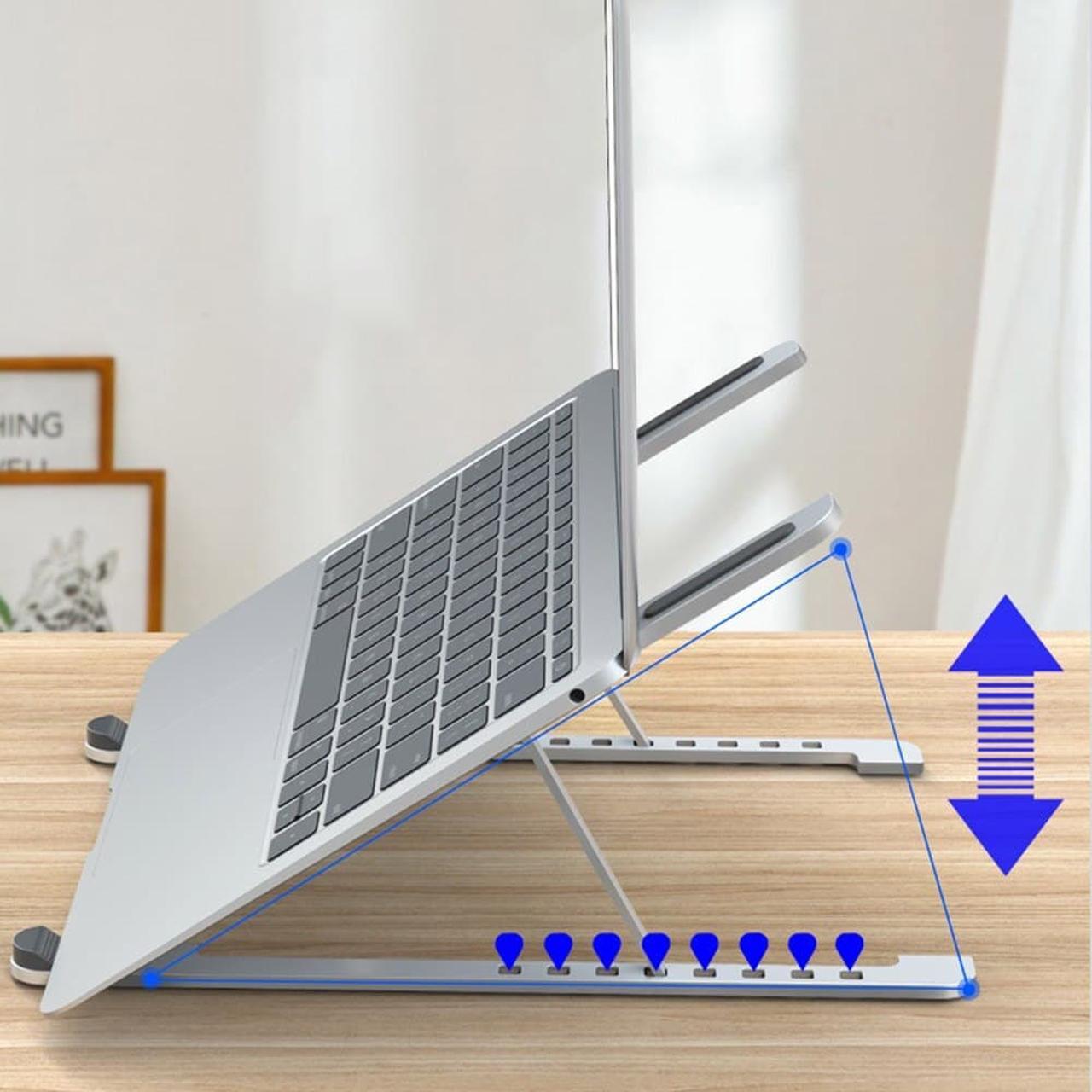 Alt view image 4 of 6 - Adjustable Desktop Laptop Stand Holder Aluminum Alloy Portable Folding Notebook Support Lifting with Non slip Pad