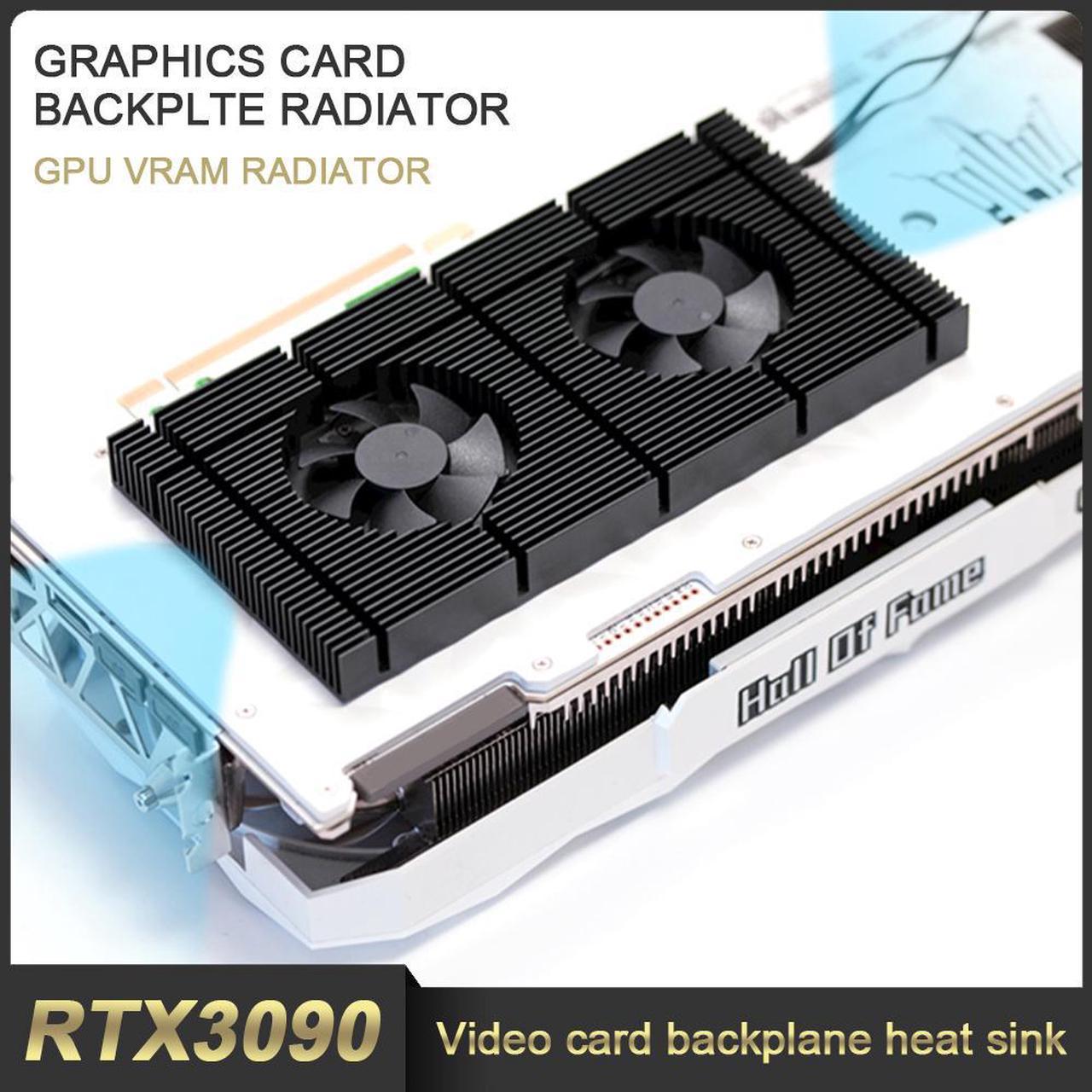 Amify GPU Backplate Radiator Memory Cooler Aluminum Panel + Dual PWM Fan VRAM Heatsink Graphics Card Backplane For RTX 3090 Radiator With 1mm Laird Tflex 500 Thermal Pad