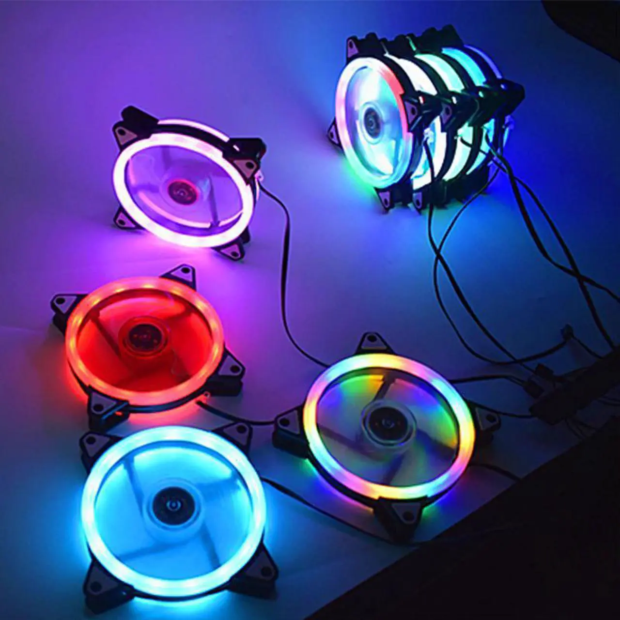 Main image of Adjustable Computer Cooling Fan 120mm Fan PC Case Fan CoolerCase Glare Red Blue Green White Cooler Fans for Computer Cooler RGB
