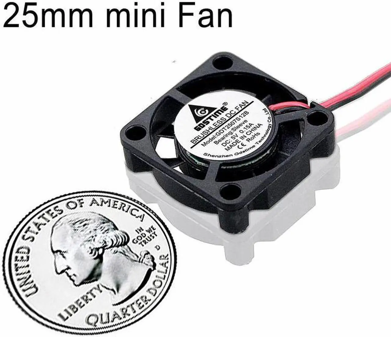 Alt view image 2 of 6 - 2pcs DC Blushless Cooling Fan 25x25x7mm 5V 2Pin Axial Flow Small Mini Cooler 25mm x 7mm 2507S