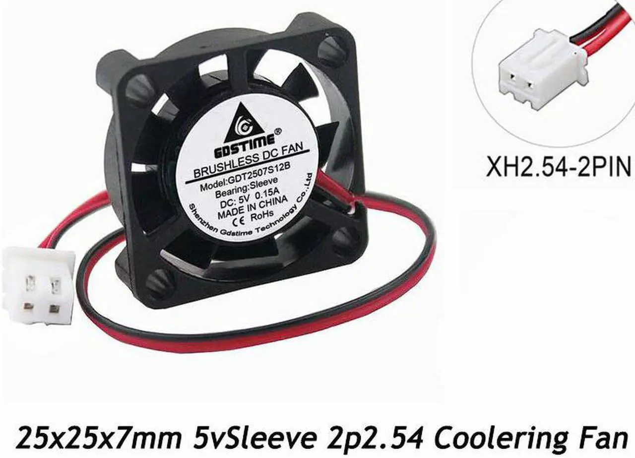Main image of 2pcs DC Blushless Cooling Fan 25x25x7mm 5V 2Pin Axial Flow Small Mini Cooler 25mm x 7mm 2507S