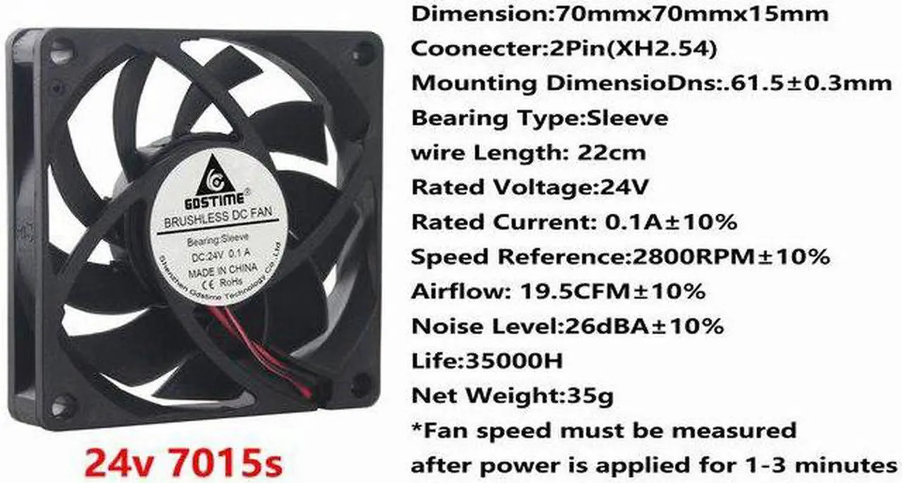 Alt view image 6 of 6 - 5 pcs 7cm PC Case CPU Cooler 70mm x 15mm 24V DC Motor Brushless Cooling Fan 70x70x15mm 7015 2Pin