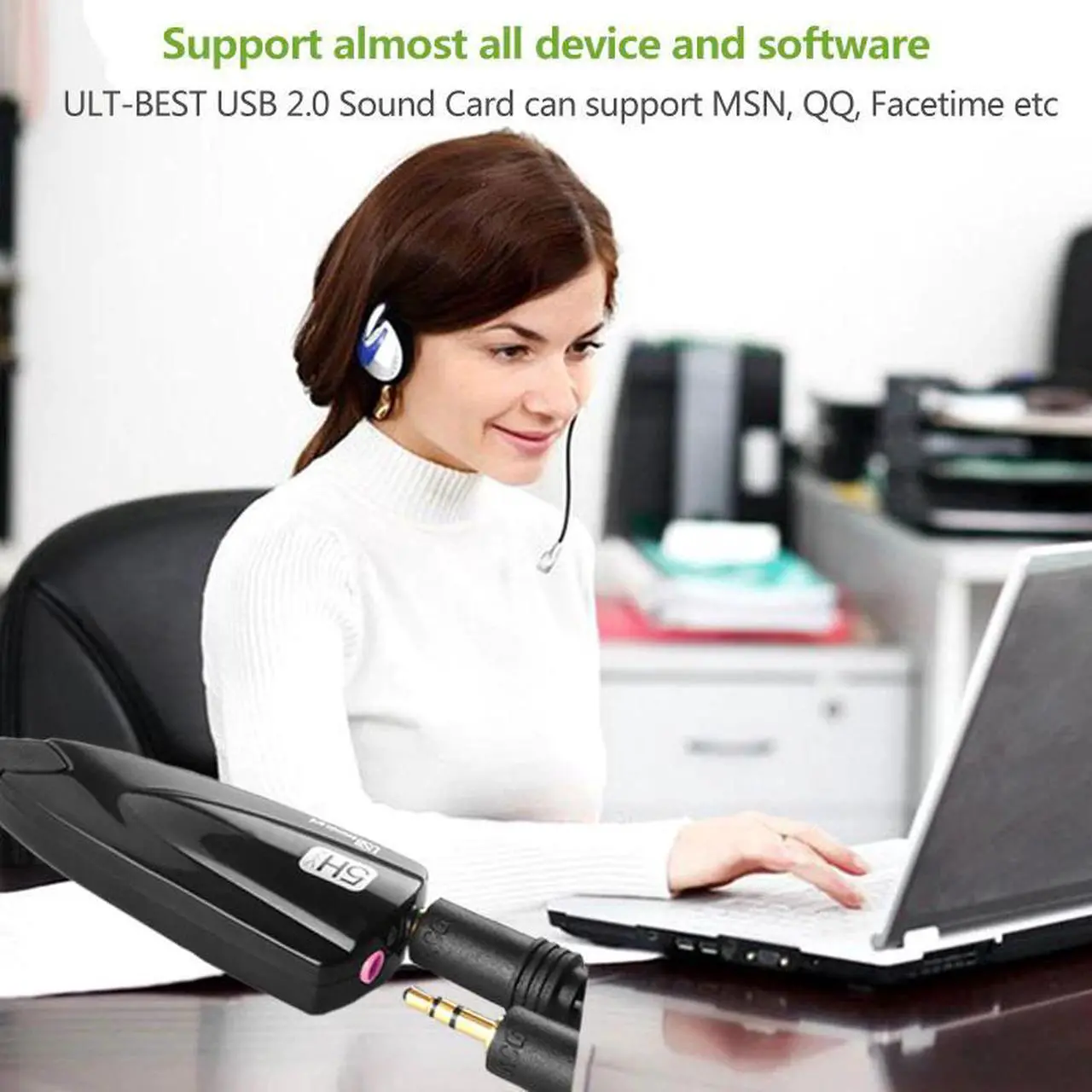 Alt view image 4 of 6 - ULT-BEST USB 2.0 Sound Card 7.1 Adapter for PC Computer Jack 3.5mm Headphone Headset Microphone Adapter Cable Audio Mic