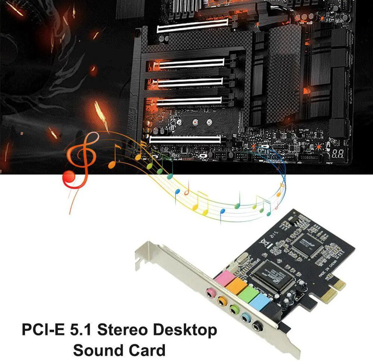 Alt view image 4 of 6 - Desktop Computer PCIe Sound Card Support 24-bit SPDIF OUT SPDIF IN for Home Theater Large-scale 3D Games