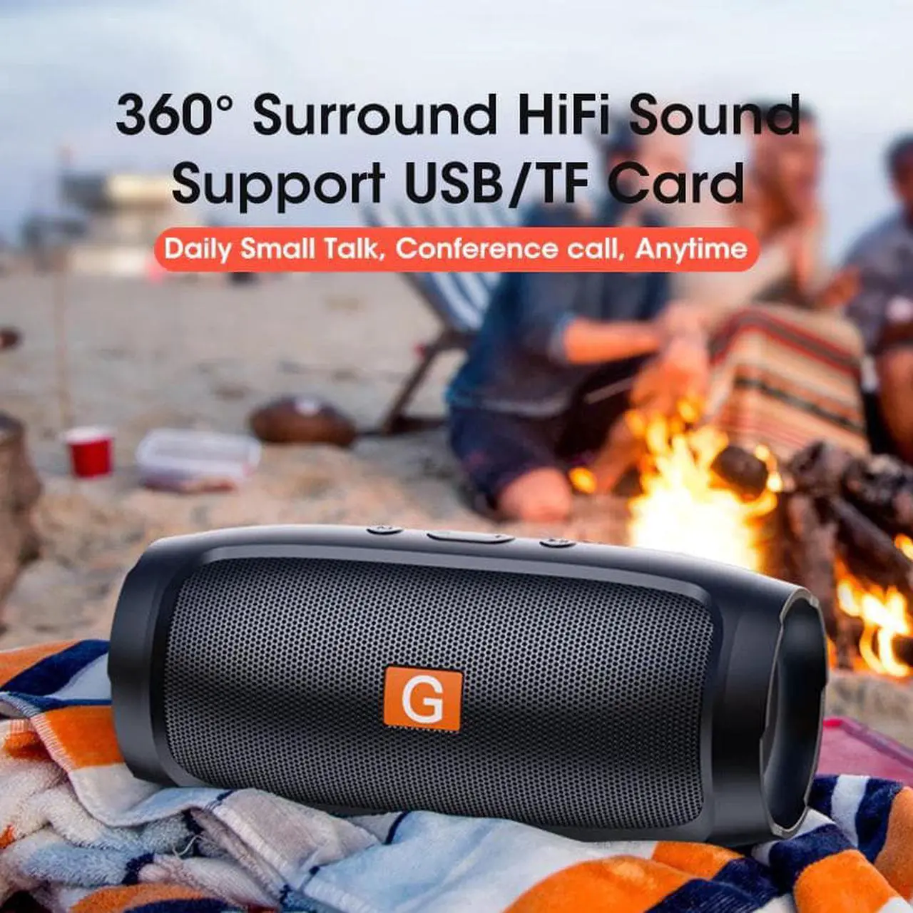 Main image of Portable Bluetooth Speaker Column Stereo HiFi Heavy Bass Wireless Soundbar Subwoof Loudspeaker Supports FM Radio AUX TF Card