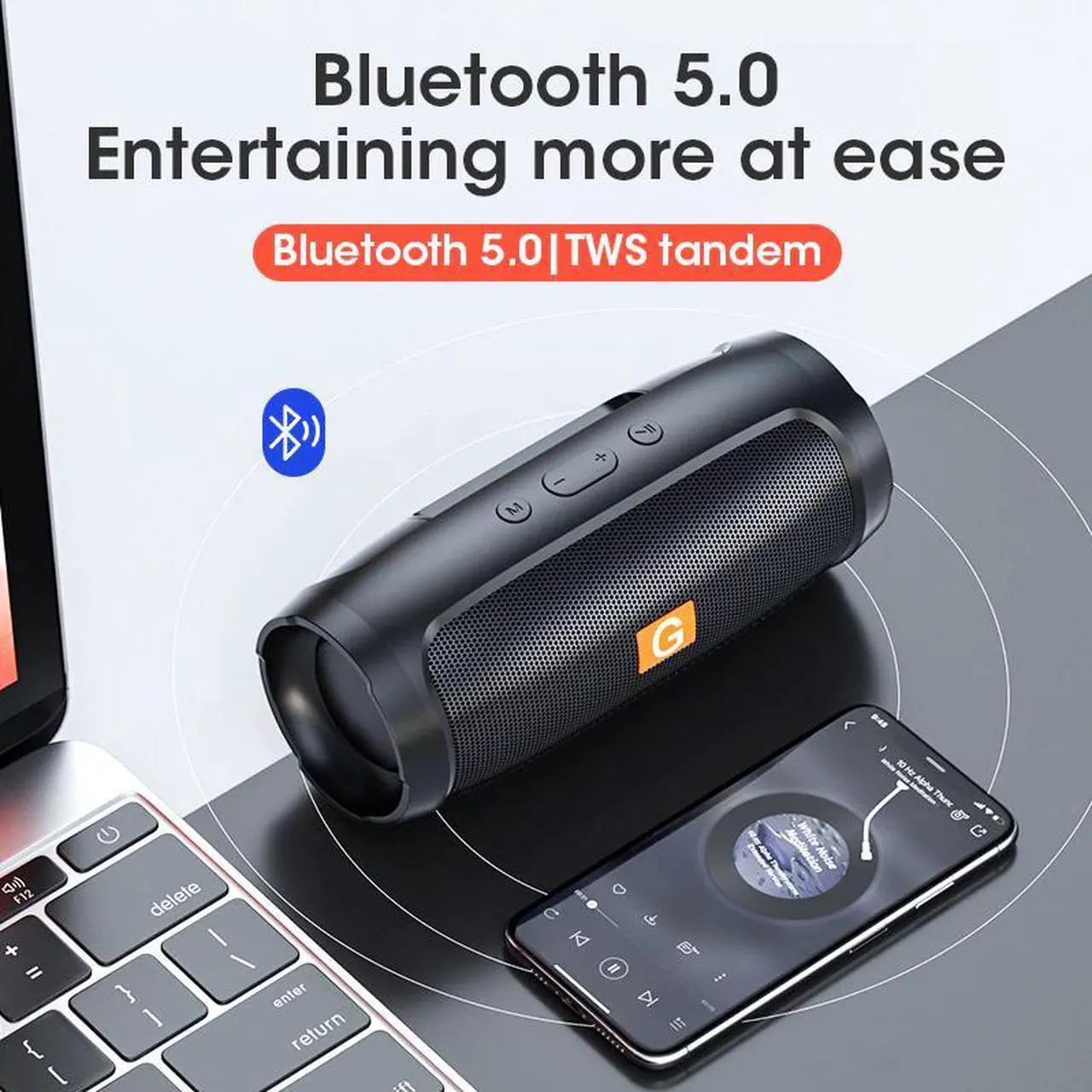 Alt view image 3 of 6 - Portable Bluetooth Speaker Column Stereo HiFi Heavy Bass Wireless Soundbar Subwoof Loudspeaker Supports FM Radio AUX TF Card