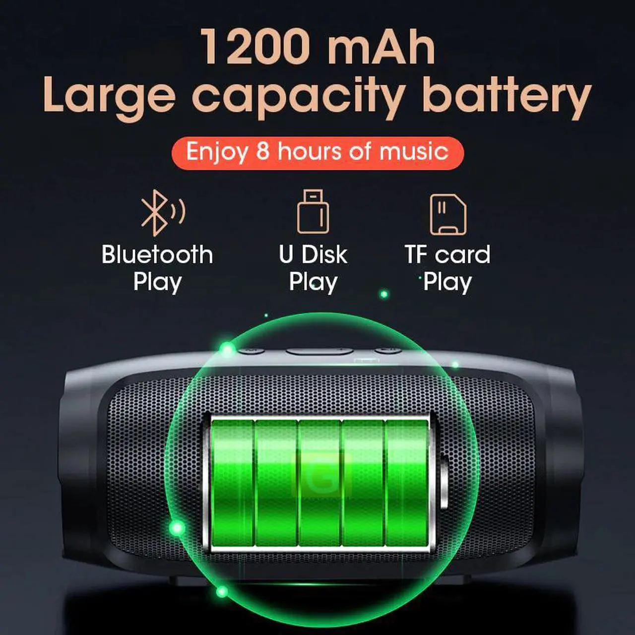 Alt view image 5 of 6 - Portable Bluetooth Speaker Column Stereo HiFi Heavy Bass Wireless Soundbar Subwoof Loudspeaker Supports FM Radio AUX TF Card