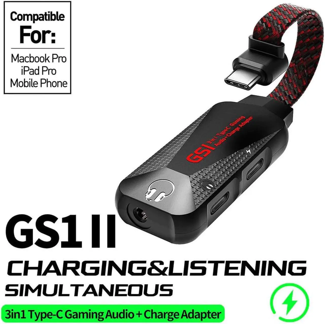 Main image of 3 in 1 Hi-Res Mobile Gaming Sound Card Type C PD QC Fast Charging Gaming Sound Card Charger Adapter For Xiaomi Samsung Huawei