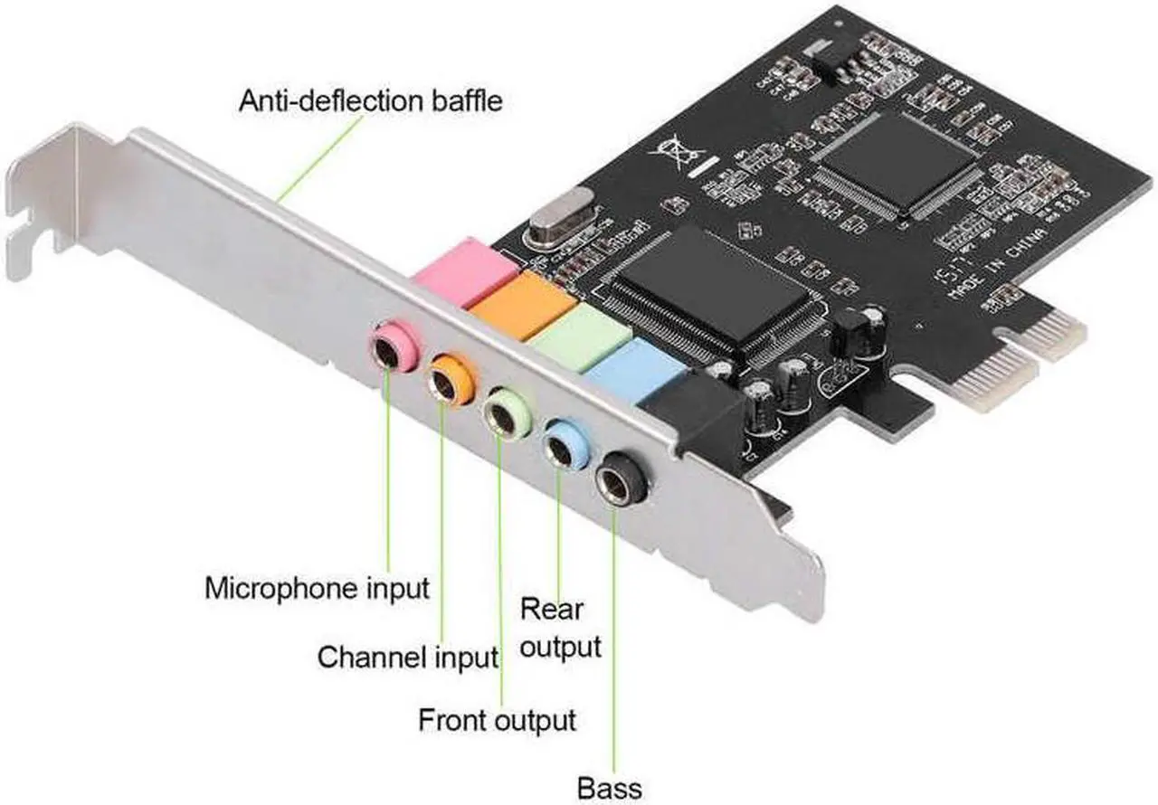 Alt view image 2 of 6 - PCI-E 5.1 Sound Card CMI8738 Chip Stereo Audio Card for Windows 7/for Vista/XP 32/64-bit PC Computer with PCI-Express Slot