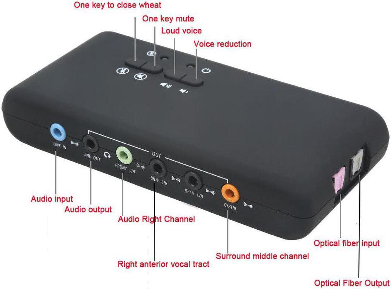 Alt view image 4 of 6 - Audio External 3D Interface Sound Card Surround Sound Stereo USB Recording Dynamic Digital Playback 7.1 Channel Optical Fiber