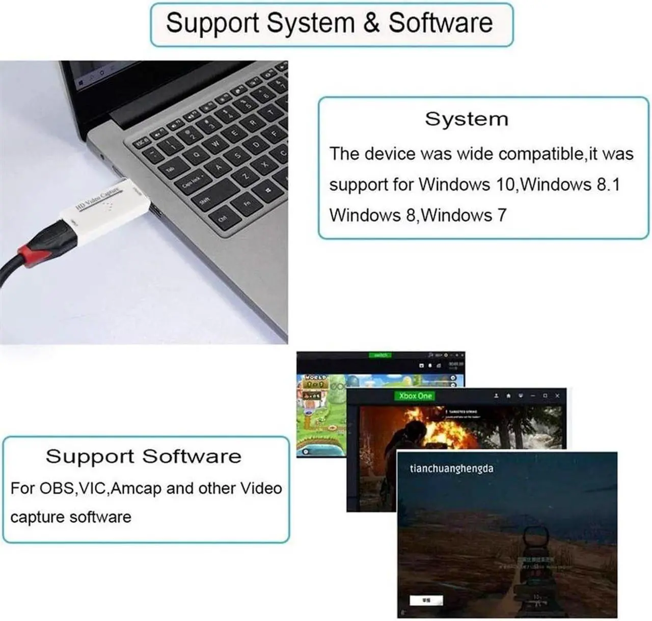 Alt view image 5 of 6 - INIOICZMT 1080P Mini HDMI To USB 2.0 Video Capture Card Game Recording Box for Computer Youtube OBS Etc Live Streaming Broadcast
