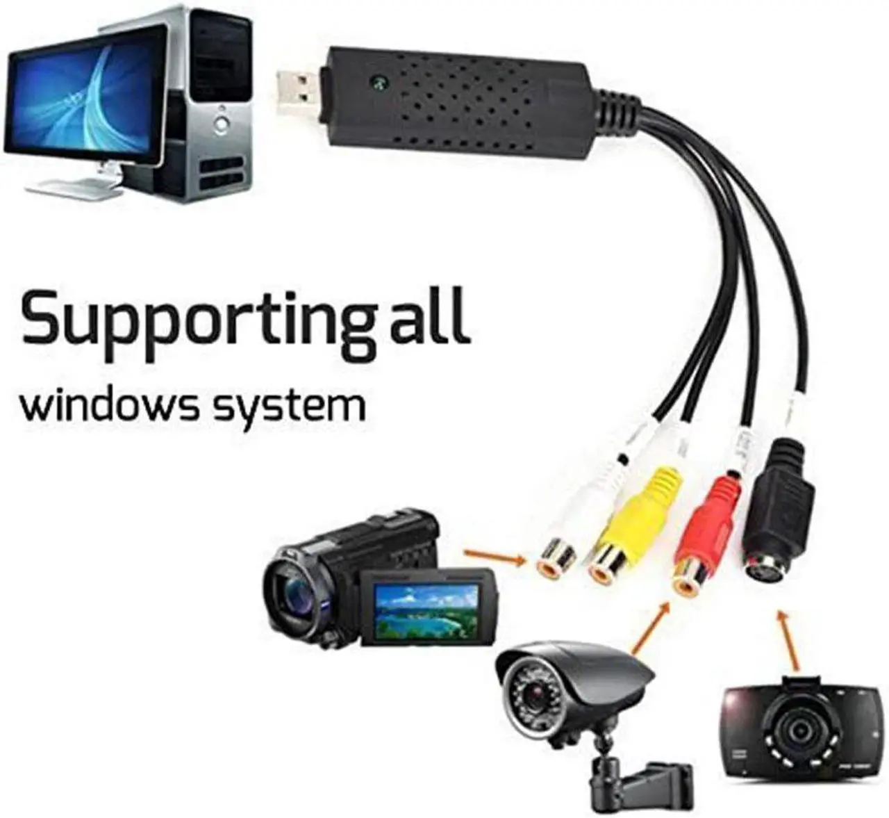 Alt view image 2 of 6 - Video Tuner Box Grabber Compatible 1 Channel USB 2.0 Video Capture Card VCR VHS to Digital NTSC PAL Audio Adapter