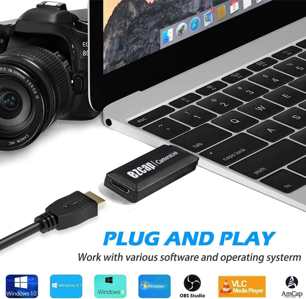 Alt view image 3 of 6 - Y&H Video Capture Card 1080p60 Record via DSLR,Camcorder,Action Cam,Mini HDMI Capture Device Support Broadcast Live ezcap313