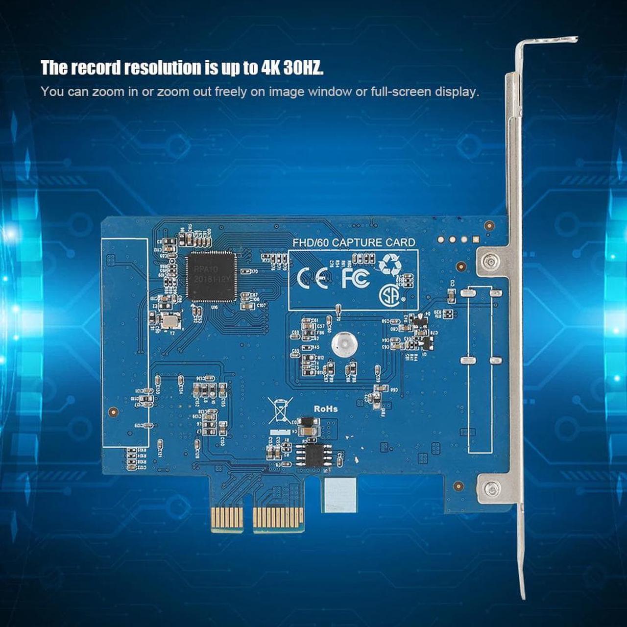 Alt view image 6 of 6 - PVC PCI-E to HDMI-compatible High Definition Video Capture Card Support 4K 30Hz for Windows XP SP2 /Vista/Win7/Win8