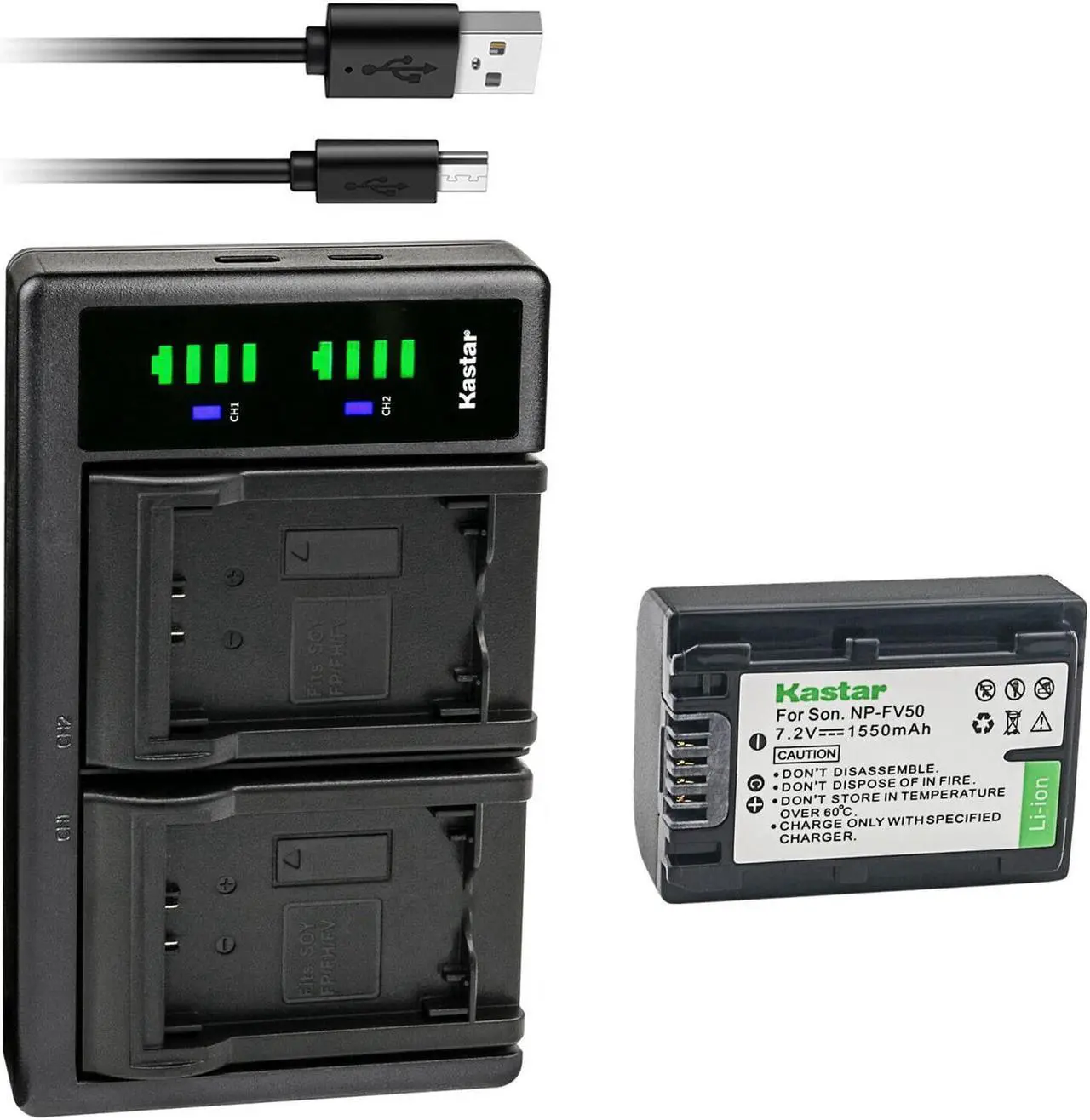Main image of Kastar 1-Pack NP-FV50 Battery and LTD2 USB Charger Replacement for Sony DCR-SX65 DCR-SX73 DCR-SX83 DCR-SX85 DEV-3 DEV-30 DEV-5 DEV-50 DEV-50V FDR-AX100 FDR-AX100E FDR-AX700 FDR-AX33 FDR-AX43 Camera