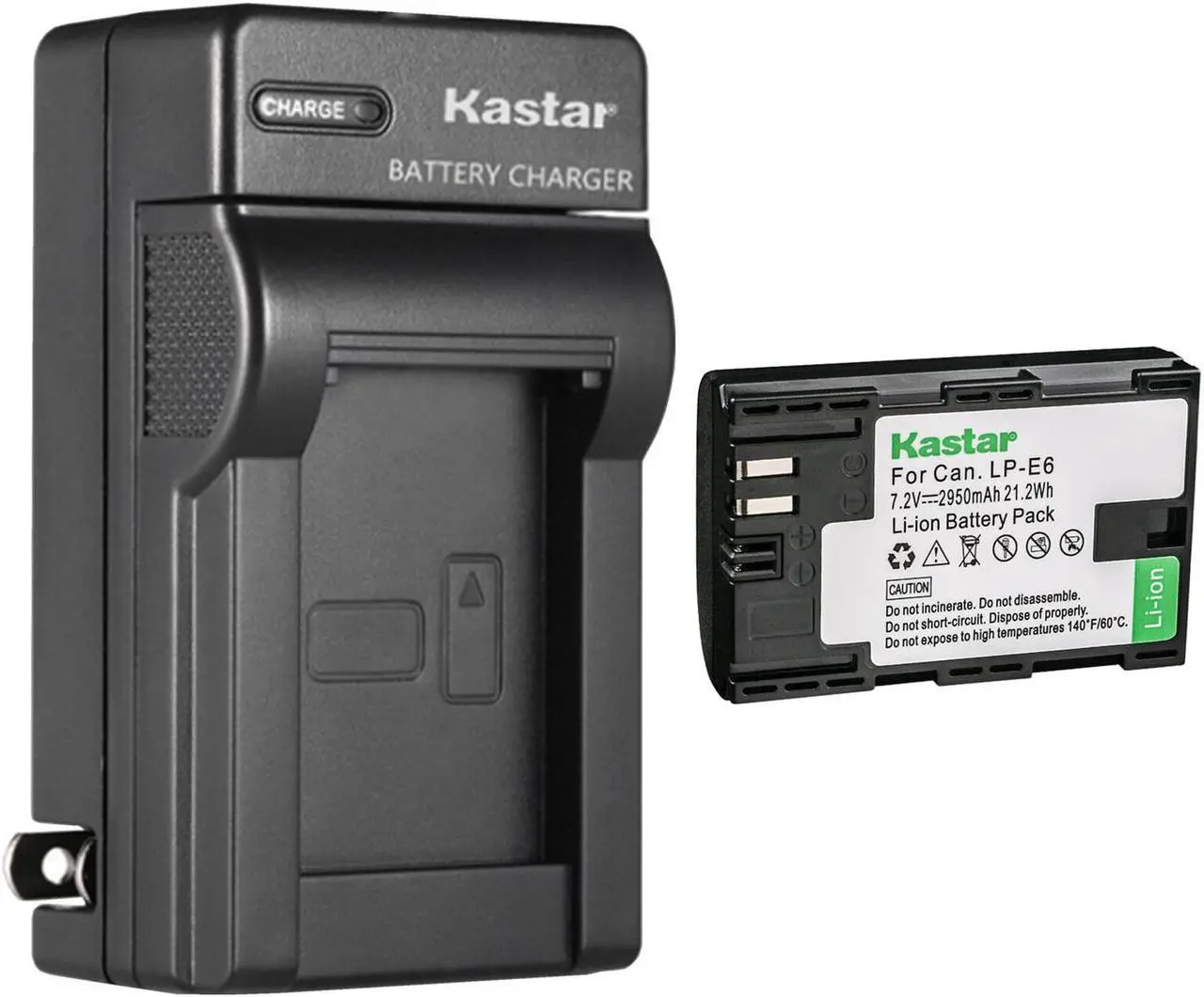 Main image of Kastar 1-Pack LP-E6 Battery and AC Wall Charger Replacement for Canon LP-E6N, LP-E6NH, LP-E6N Pro Battery, Canon LC-E6, LC-E6E Charger, Canon EOS R, EOS Ra, EOS R5, EOS R6, EOS 5D Mark II Camera