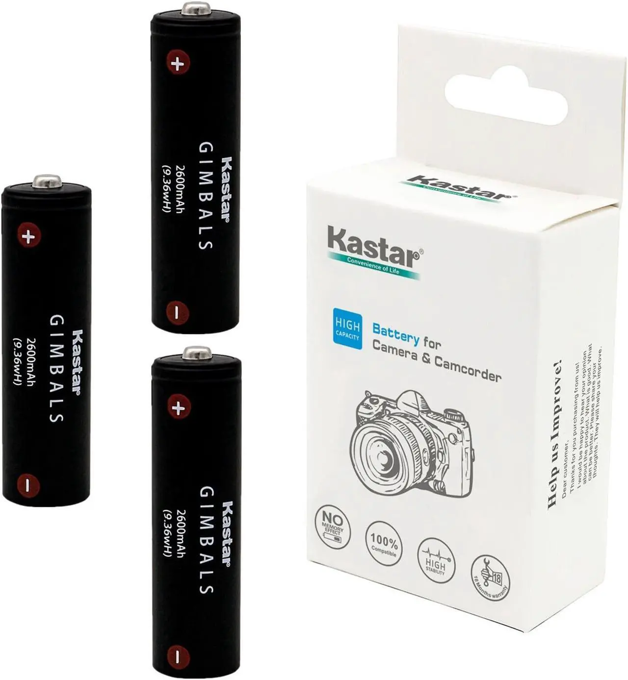 Main image of Kastar Battery 3-Pack Replacement for Blink Camera, Flashlight Headlight Headlamp, Hiking Camping Hunting Torch, Doorbell, RC Car, Other 18J Household Devices