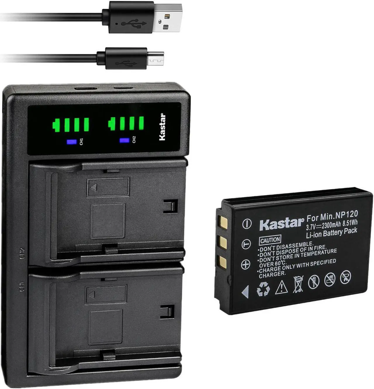 Main image of Kastar 1-Pack Q120 Battery and LTD2 USB Charger Compatible with MN35Z FHD Bridge Camera, ZOOM BT-03, ZOOM BT-03 B Battery, ZOOM Q8, ZOOM Q8N Recorder Camera, Bell & Howell B35HDZ Camera
