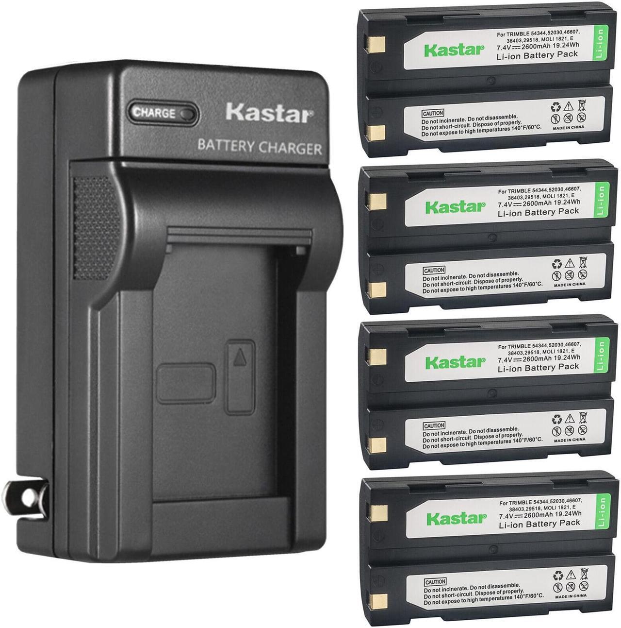 Main image of Kastar 4-Pack Ei-D-Li1 Battery and AC Wall Charger Replacement for Trimble 29518 38403 46607 52030 52030 54344, Trimble 5700 GPS TRANSMITTER, External Radio 2.4Ghz, MT1000 Data Collector GPS