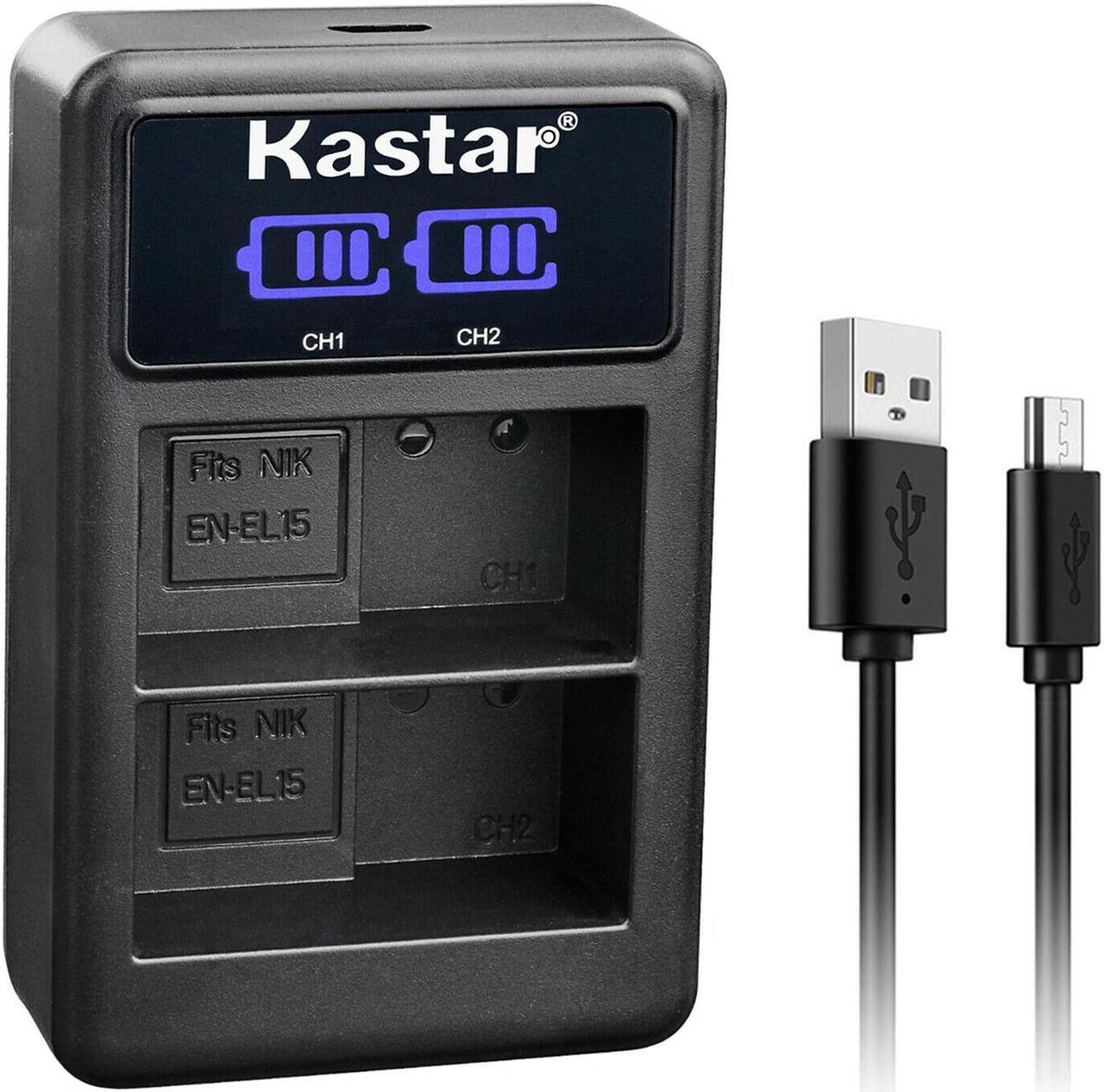 Main image of Kastar EN-EL15C LED2 Dual USB Charger Compatible with Nikon EN-EL15 EN-EL15a EN-EL15b EN-EL15c Battery, MH-25 MH-25a MH-25b Charger, MB-D11 MB-D12 MB-D14 MB-D15 MB-D16 MB-D18 Camera Grip