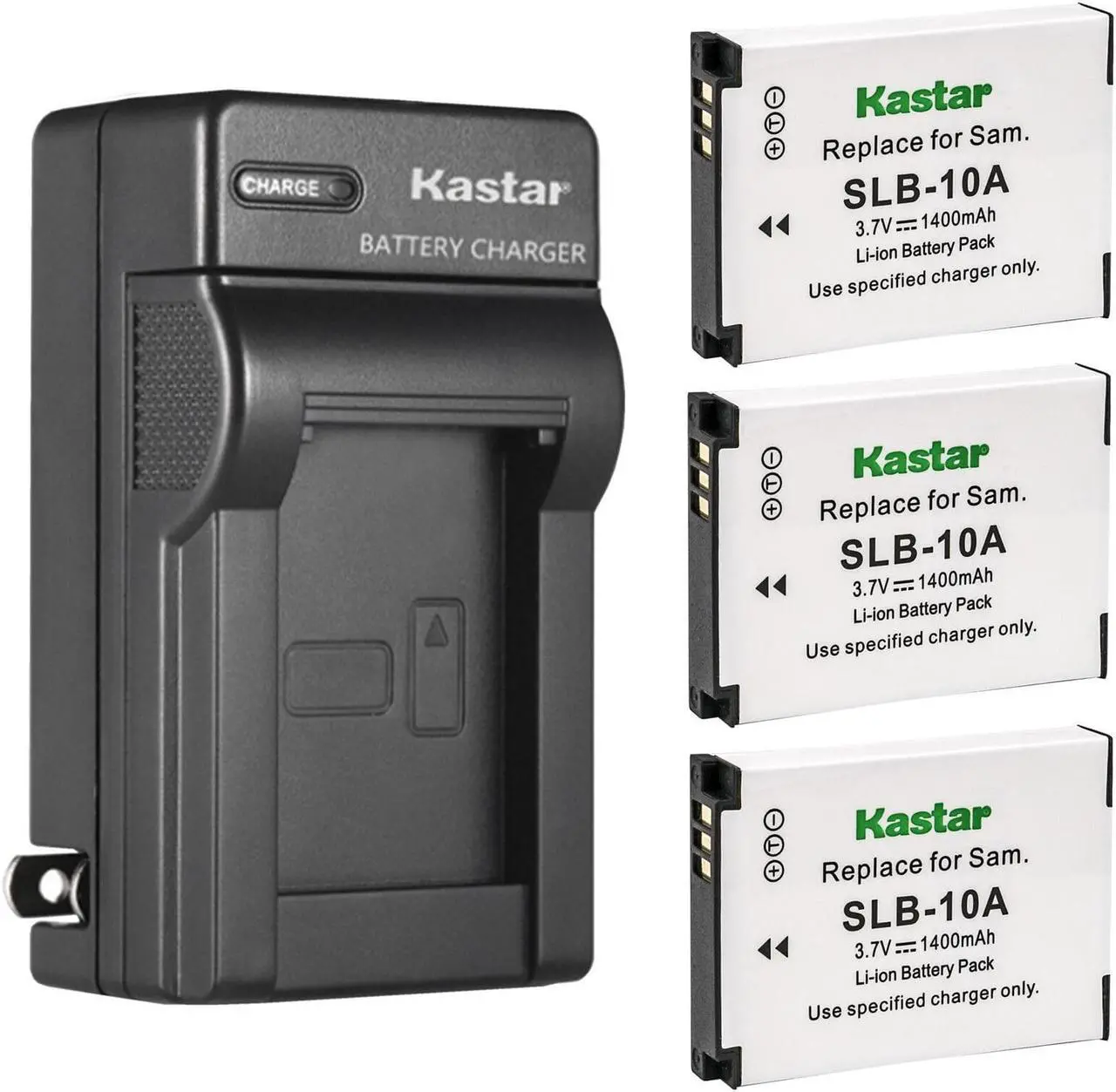 Main image of Kastar 3-Pack SLB-10A Battery and AC Wall Charger Replacement for Samsung SLB-10A EC-WB700ZCPSCN Battery, Samsung SBC-10A Charger, Samsung WB750, WB800F, WB850F, WB1000 Camera