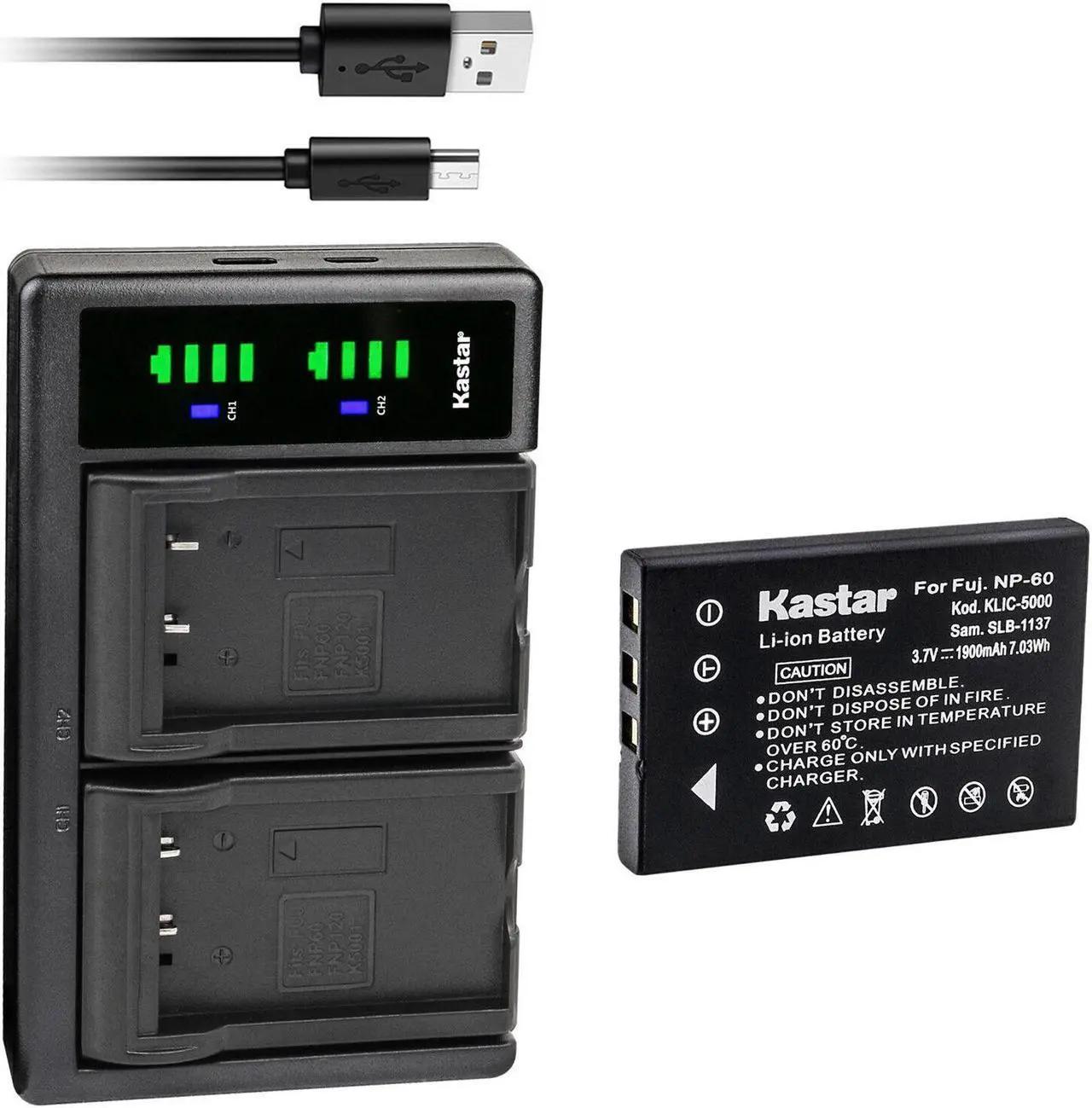 Main image of Kastar 1-Pack Battery and LTD2 USB Charger Replacement for DDV-5110R, DDV-5120, DDV-5120A, DDV-5210A, DDV-5300, DDV-6000, DDV-6120A, DDV-660, DDV-7000, DDV-7110, DDV-730, DDV-7300, DDV-9000