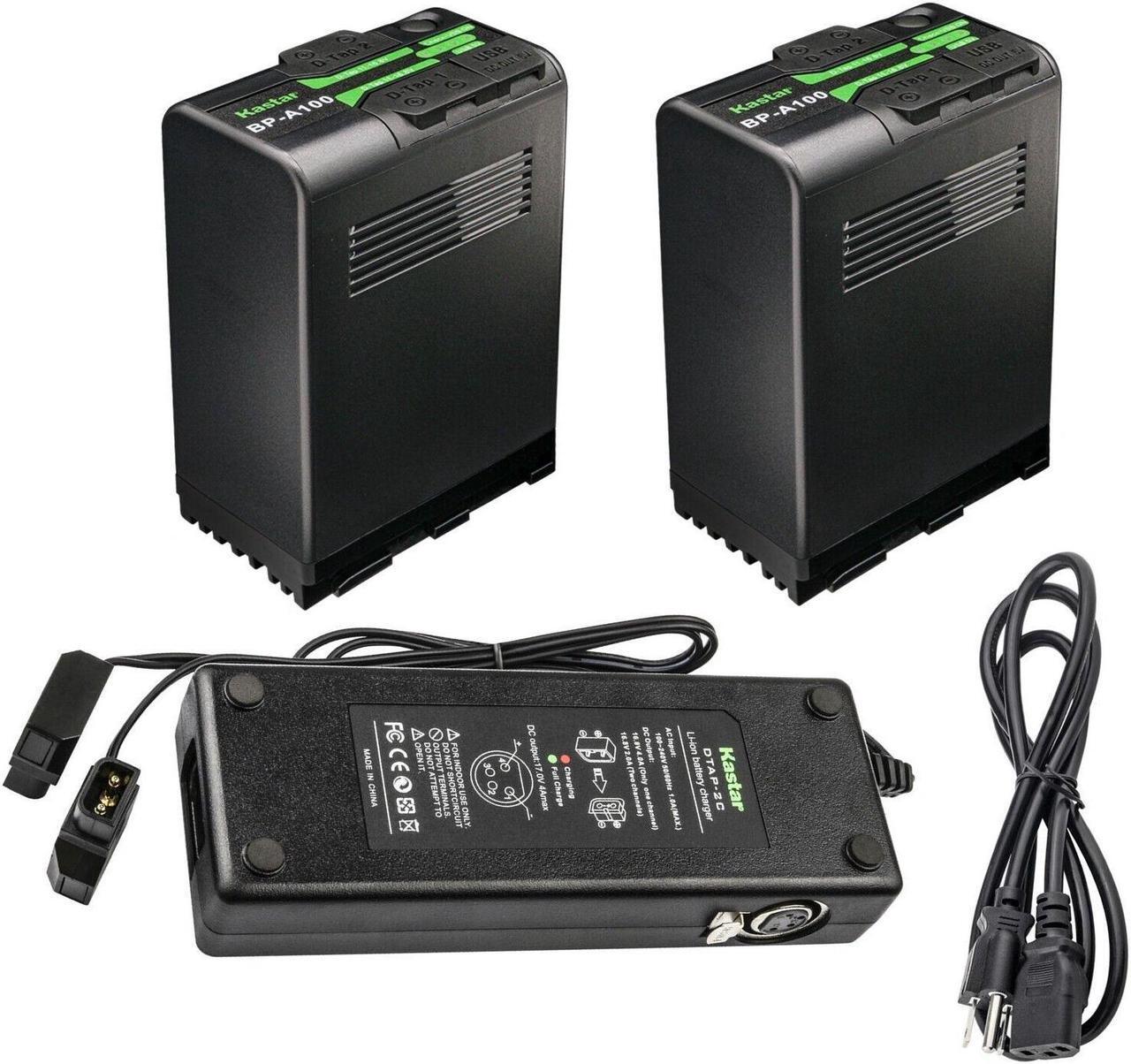 Main image of Kastar BP-A100 Battery 2 Pack and Dual D-Tap Charger for Canon BP-A30 BP-A60 BP-A65 BP-A68 BP-A90 BP-A100 US 0870C002 Battery, CG-A10 CG-A20 Charger, Canon EOS C200, EOS C200B Cinema Camera