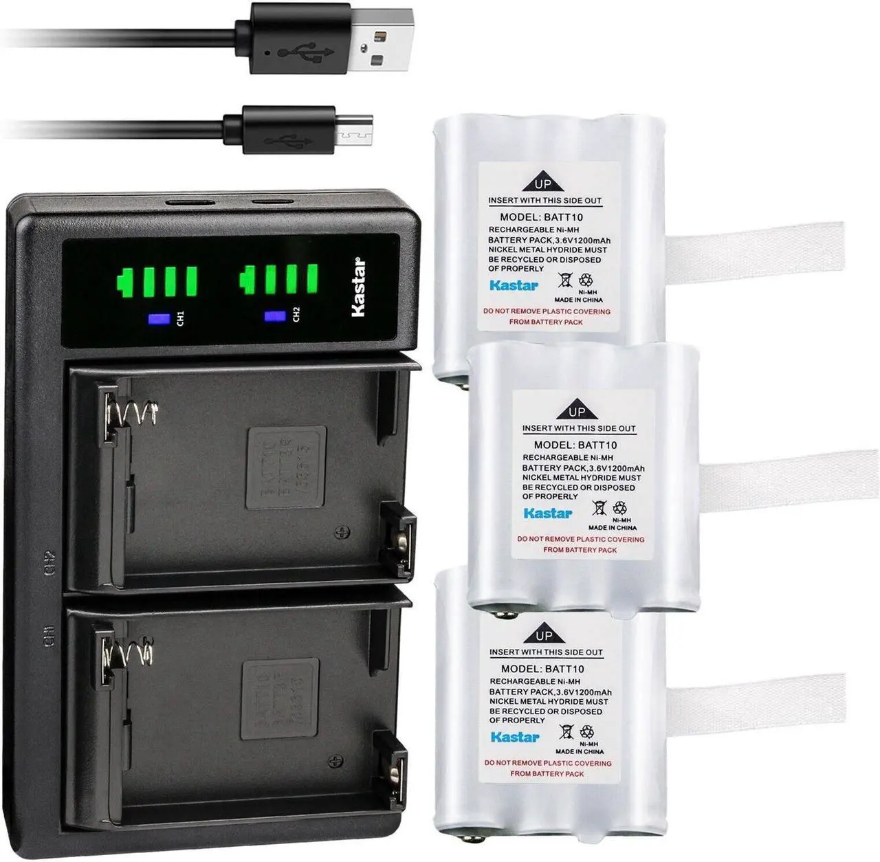 Main image of Kastar 3-Pack Battery and LTD2 Charger Compatible with Midland BATT10 BATT-10 AVP13 MID-AVP13 Battery, T71 T-71 T75 T-75 T77 T-77 T79 T-79, X-Talker T71 T-71 T75 T-75 T77 T-77 T79 T-79 Two Way Radios