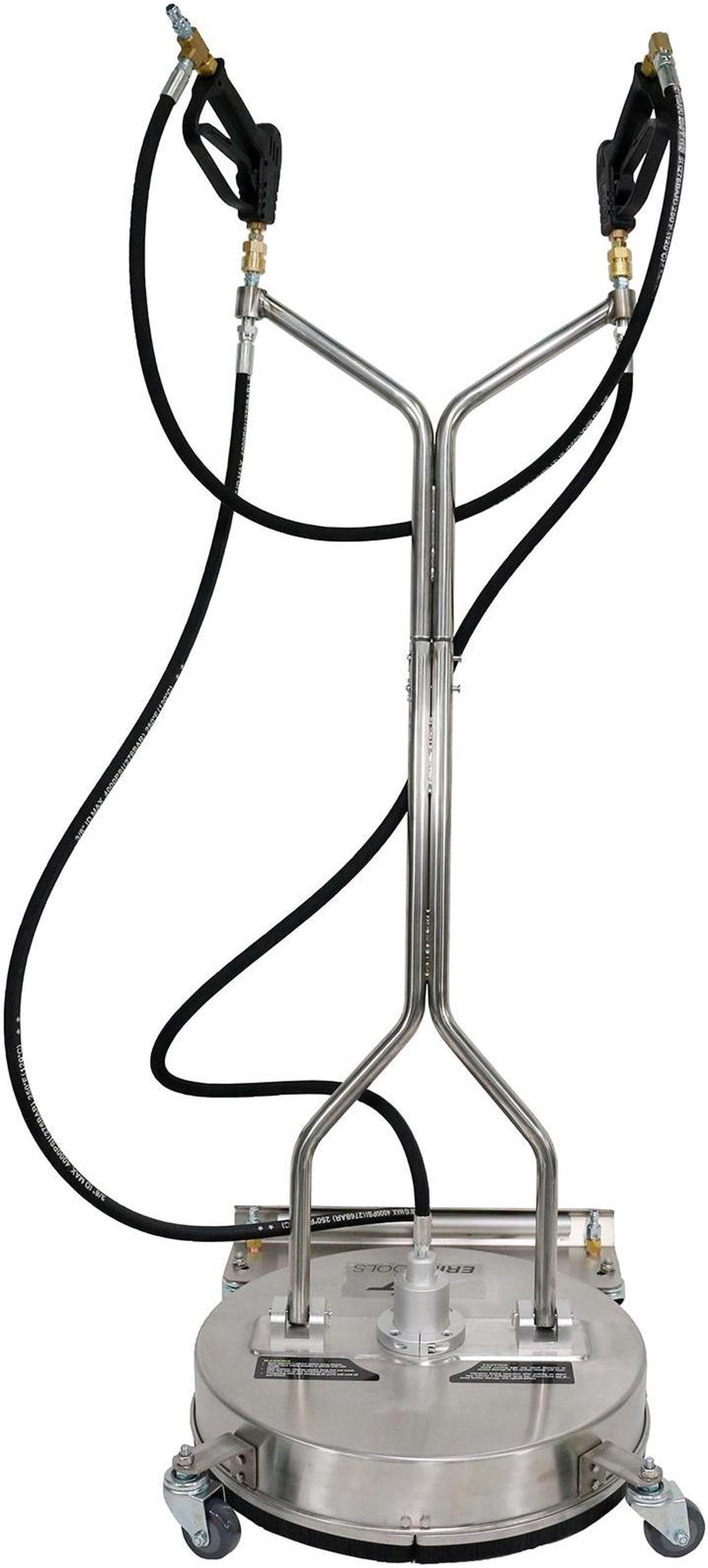 Alt view image 3 of 7 - 21" Stainless Steel Surface Cleaner with Wheels, 4 Nozzle Front Spray Bar, Side Nozzles, Pressure Washer Attachment