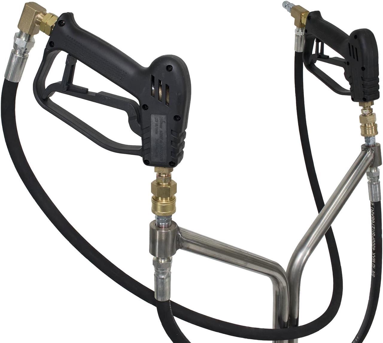 Alt view image 6 of 7 - 21" Stainless Steel Surface Cleaner with Wheels, 4 Nozzle Front Spray Bar, Side Nozzles, Pressure Washer Attachment