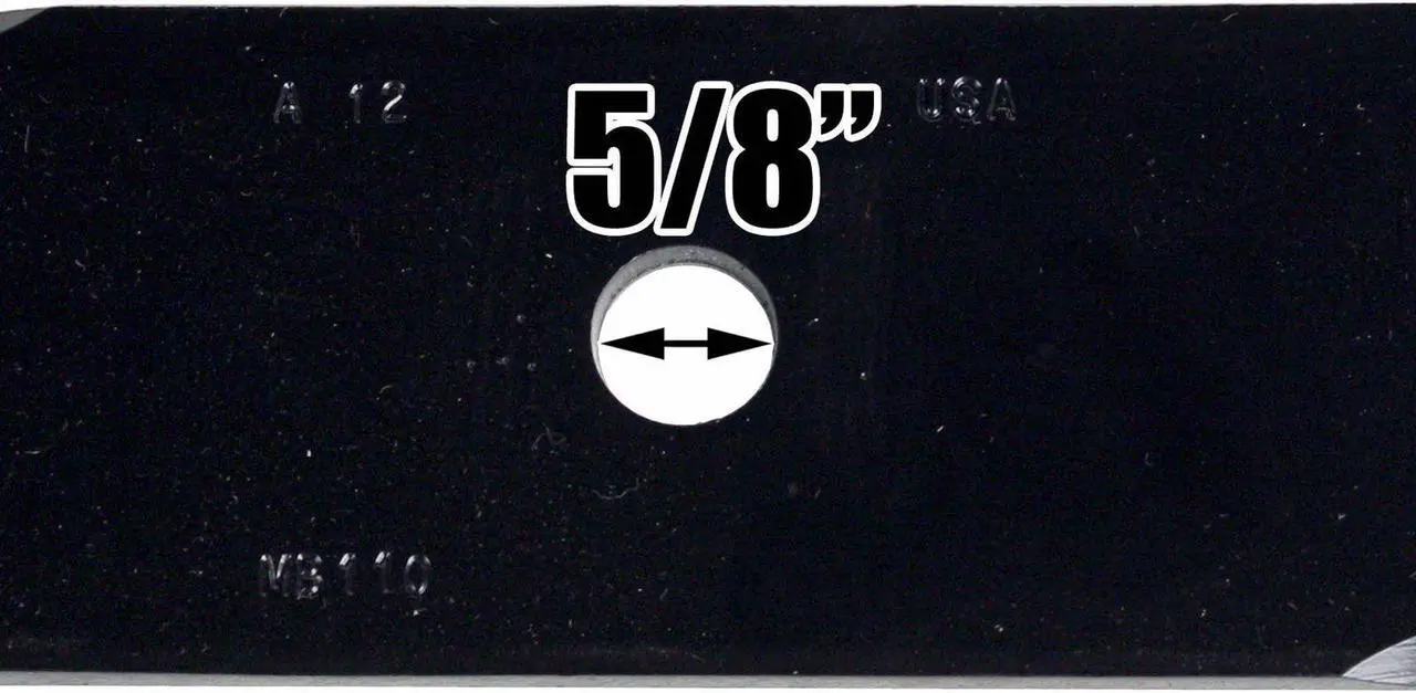 Alt view image 7 of 7 - USA Mower Blades® (3) MB110BP Mulching for Bad Boy 038-5350-00 038-5350-0050 Length 16-1/2 in. Width 2-1/2 in. Thickness 0.204 in. Center Hole 5/8 in. 32" 48" Deck
