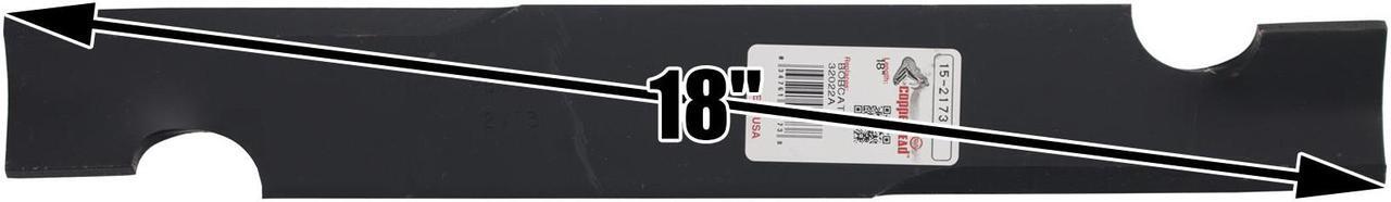 Alt view image 3 of 7 - 2 Rotary® 2173 Mower Blades for Bad Boy® 038-5202-00 Bobcat® 32022A Exmark® 1633482 Snapper® 1988564 Toro® 103-2528 Length 18 Width 2-1/2 Thickness .240 Center Hole 5/8 Fits 36 52" and 54" Decks