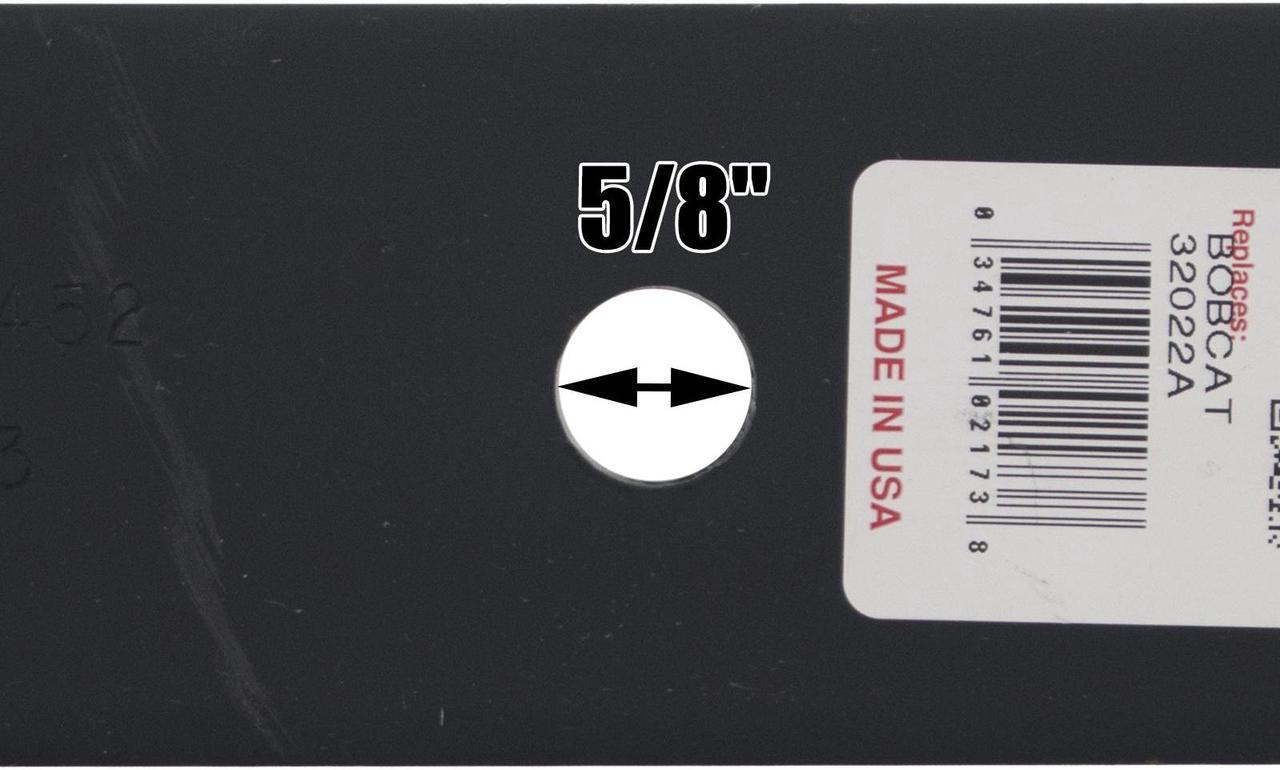 Alt view image 6 of 7 - 2 Rotary® 2173 Mower Blades for Bad Boy® 038-5202-00 Bobcat® 32022A Exmark® 1633482 Snapper® 1988564 Toro® 103-2528 Length 18 Width 2-1/2 Thickness .240 Center Hole 5/8 Fits 36 52" and 54" Decks