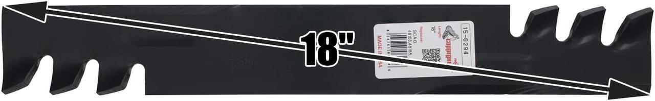 Alt view image 3 of 7 - 6 Rotary® 6294 Mower Blades for Ariens® 00273100 Exmark® 103-2508 633485 Scag® 48108 481707 Snapper® 101485 1-7037 Length 18 Width 2-1/2 Thickness .204 Center Hole 5/8 Fits 36" 50" 52" 54" Deck