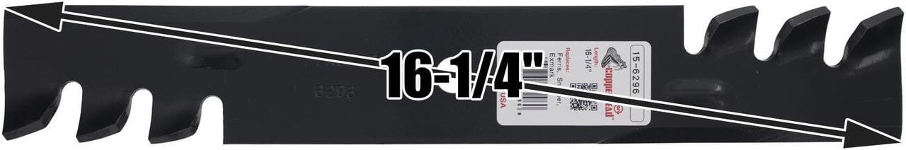 Alt view image 3 of 7 - 2 Rotary® 6296 Mower Blades for Ariens® 00273000 Bobcat® 32061 3239 Exmark® 103-1577 323515 Snapper® 03239 100340 Length 16-1/4 Width 2-1/2 Thickness .204 Center Hole 5/8 Fits 32in. 48in. Deck