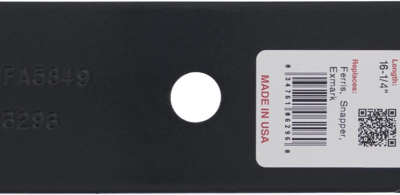 Alt view image 5 of 7 - 2 Rotary® 6296 Mower Blades for Ariens® 00273000 Bobcat® 32061 3239 Exmark® 103-1577 323515 Snapper® 03239 100340 Length 16-1/4 Width 2-1/2 Thickness .204 Center Hole 5/8 Fits 32in. 48in. Deck
