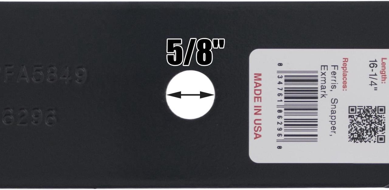 Alt view image 6 of 7 - 2 Rotary® 6296 Mower Blades for Ariens® 00273000 Bobcat® 32061 3239 Exmark® 103-1577 323515 Snapper® 03239 100340 Length 16-1/4 Width 2-1/2 Thickness .204 Center Hole 5/8 Fits 32in. 48in. Deck