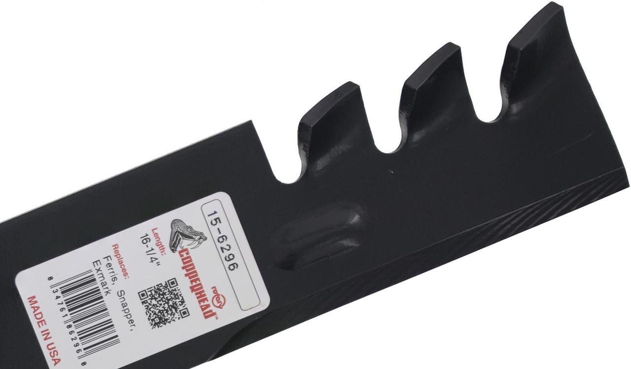 Alt view image 7 of 7 - 2 Rotary® 6296 Mower Blades for Ariens® 00273000 Bobcat® 32061 3239 Exmark® 103-1577 323515 Snapper® 03239 100340 Length 16-1/4 Width 2-1/2 Thickness .204 Center Hole 5/8 Fits 32in. 48in. Deck