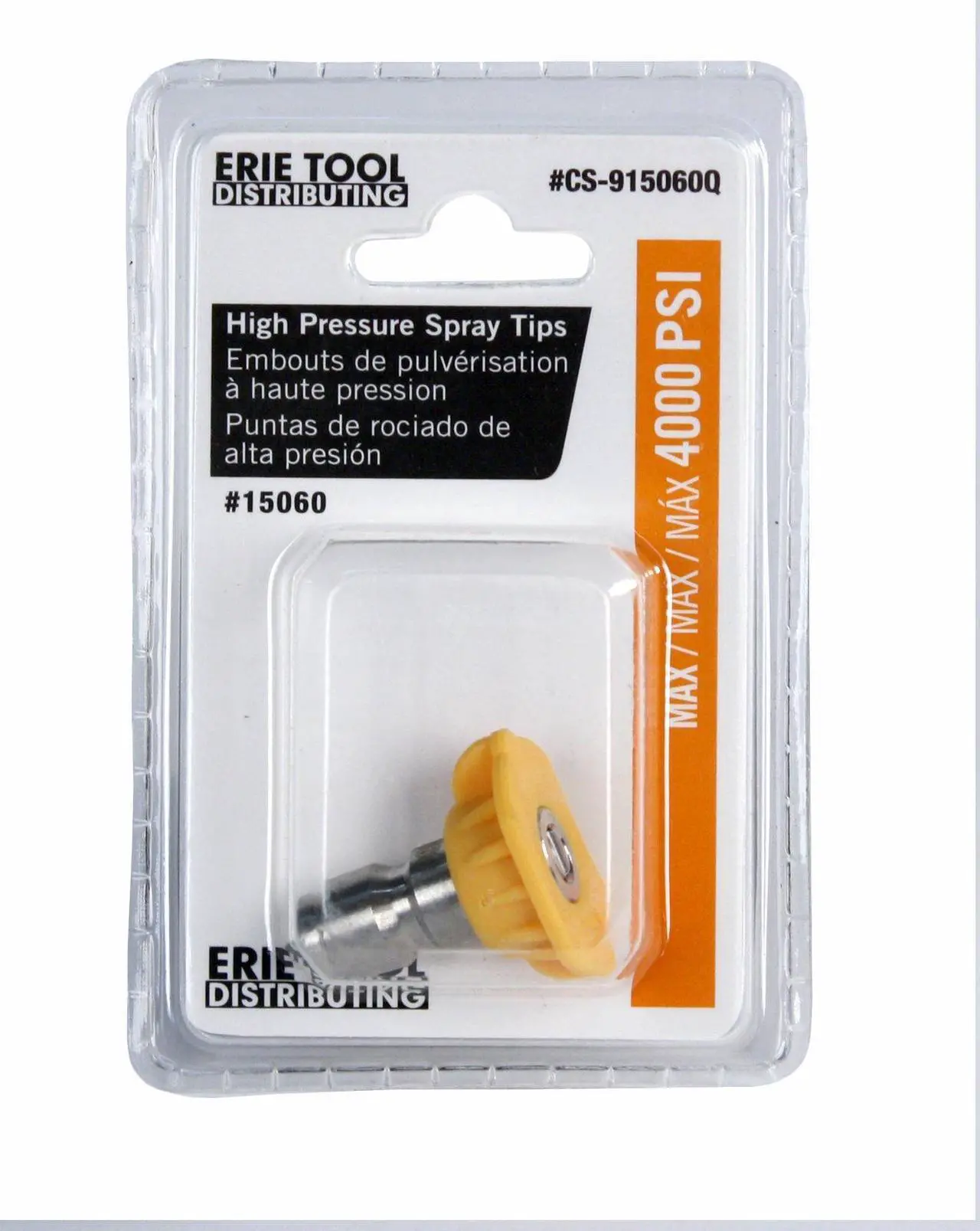 Alt view image 3 of 5 - Erie Tools 5.5 Stainless Steel Orifice 15 Degree 1/4in. Quick Connect 4000 PSI High Pressure Washer Spray Nozzle Tip