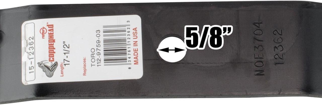 Alt view image 5 of 6 - 3 Rotary® 12362 Mower Blades for Toro® 110-6837-03, 112-9759-03, 112-9759 Length 17-1/2 Width 2-1/4 Thickness .187" Center Hole 5/8 Fits 50in. Deck