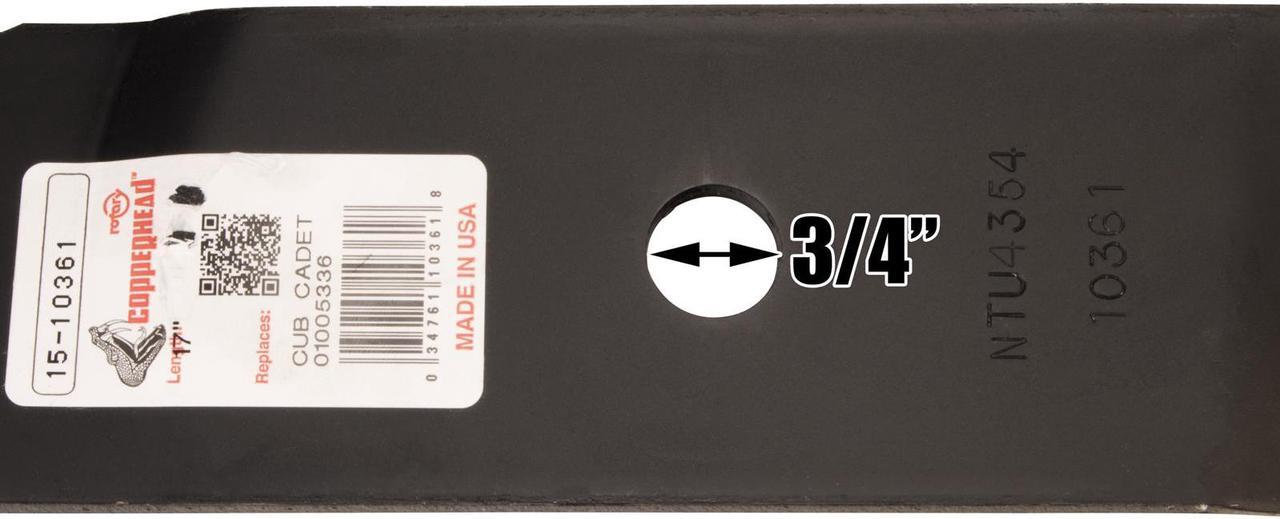 Alt view image 7 of 7 - 3 Rotary® 10361 Mower Blades for Craftsman® 942-04417 Cub Cadet® 01005336 01005336P 02005017 MTD® 742-04278A Mowmore® CC0361 Length 17 Width 3 Thickness .204 Center Hole 3/4 Fits 48in. Deck