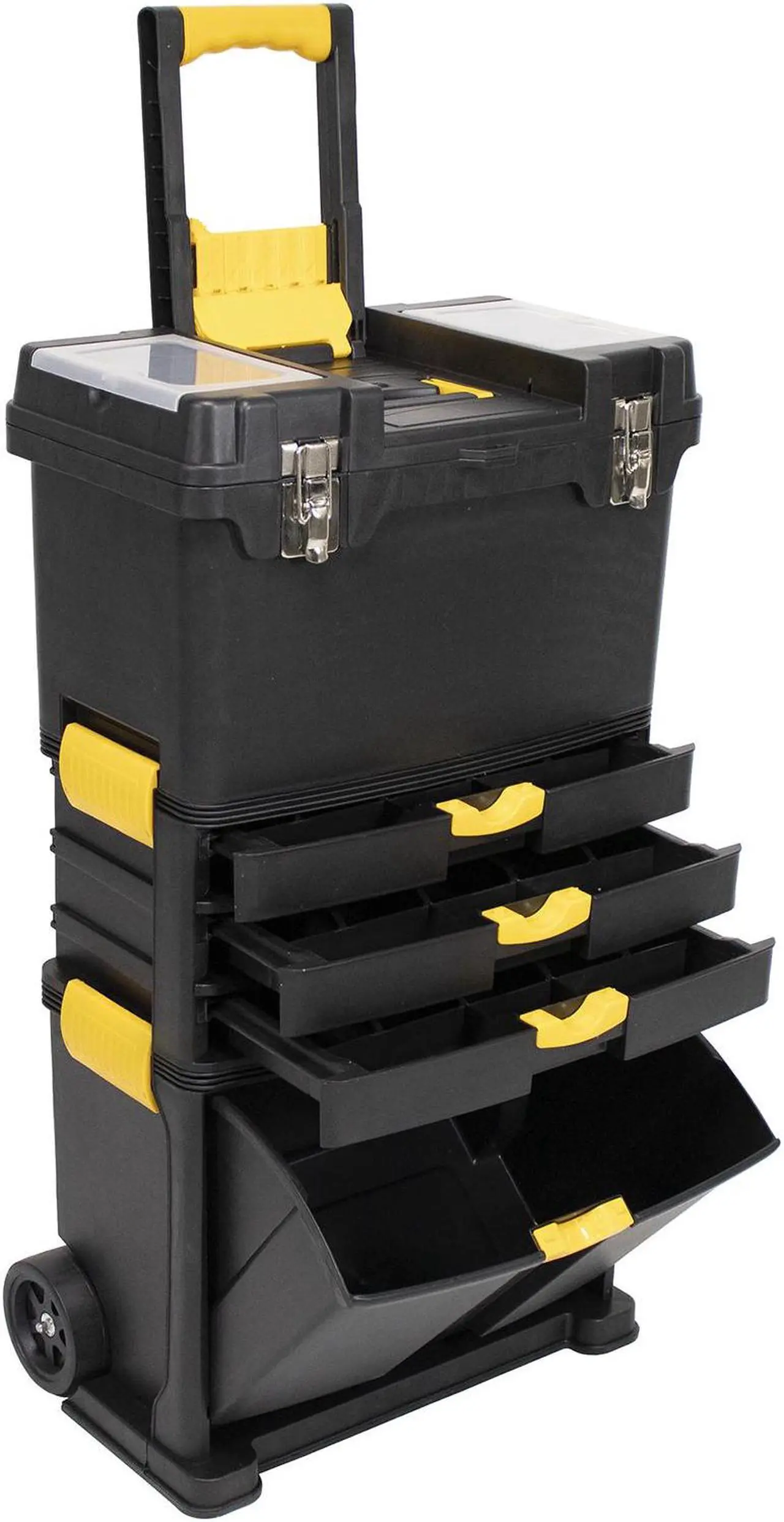 Alt view image 2 of 5 - Erie Tools Portable Toolbox Organizer with Foldable Auto-Locking Handle & (3) Detachable Storage Compartments