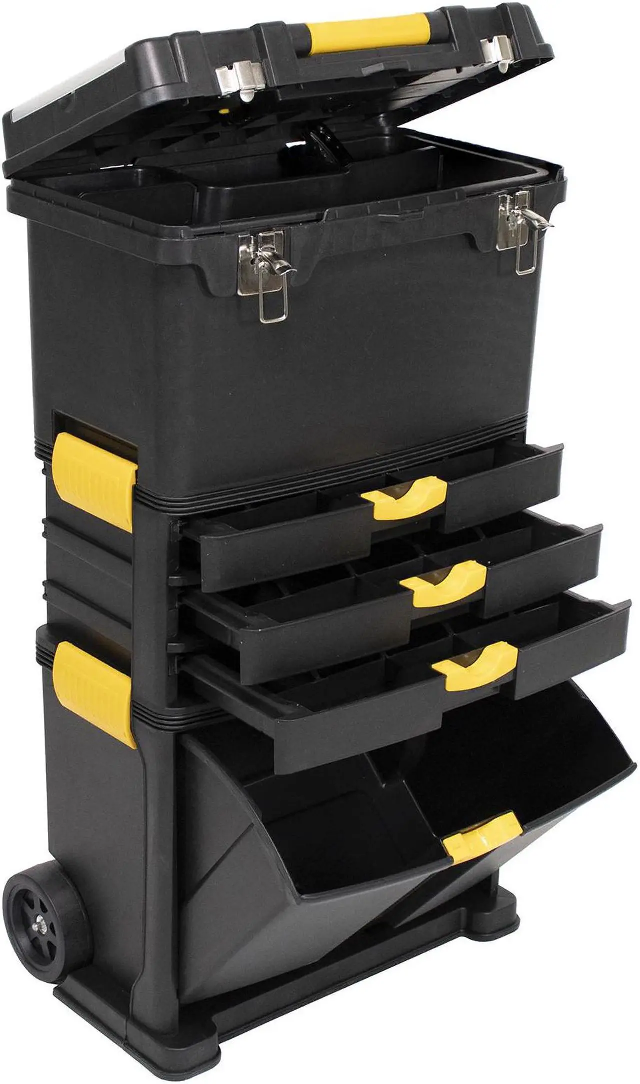 Alt view image 3 of 5 - Erie Tools Portable Toolbox Organizer with Foldable Auto-Locking Handle & (3) Detachable Storage Compartments