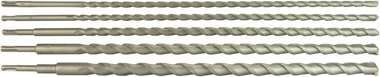 Alt view image 2 of 5 - Erie Tools 5 Piece 24" SDS Masonry Drill Bit Set fits Milwaukee® Hilti® Bosch® Tungsten Carbide Tip 3/8", 1/2", 5/8", 7/8" & 1"